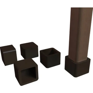 Adem Koç Plastik 30X30 mm Kare Pvc Sandalye Profil Ayak Pabucu Sessiz Yumuşak - Kahve (4 Adet)