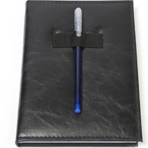 Çizgili Siyah Deri Kaplı Defter - Kalem Not Defteri