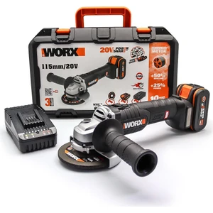 WX813 20V 4.0AH Li-Ion Tek Akülü 115 Mm Kömürsüz Profesyonel Şarjlı Avuç Taşlama