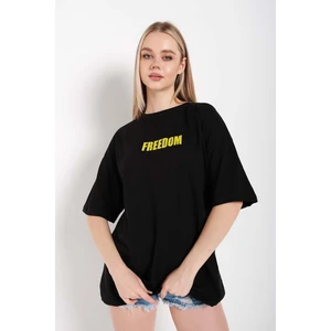 Kadın Oversize Freedom Baskılı T-Shirt