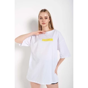 Kadın Oversize Freedom Baskılı T-Shirt