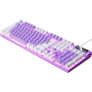 Mekanik Oyun Klavyesi USB LED Aydınlatma Oyun Ofisi Beyaz (Yurt Dışından)