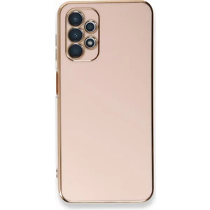 Samsung Galaxy A13 Uyumlu Kılıf Parlak Kenarlı Altın Işlemeli Kamera Korumalı Kapak