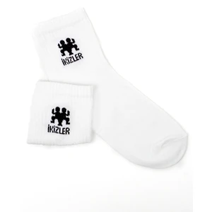 Beşiroğlu Grup Ikizler Burcu Desenli Unisex Pamuk Beyaz Spor Tenis Gym Çorap Burç Astroloji Desenli