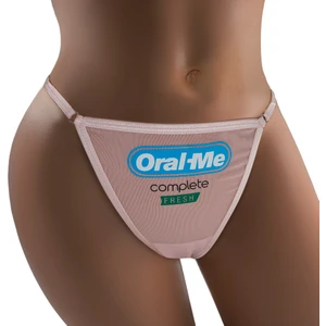 - Oral Me Baskılı Transparan Tül G-string, Tanga, Kadın Iç Çamaşırı ( Pembe)