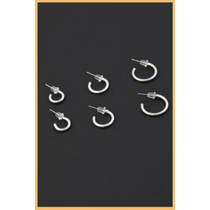 Kadın Gümüş 6'lı Ince Halka Küpe Seti