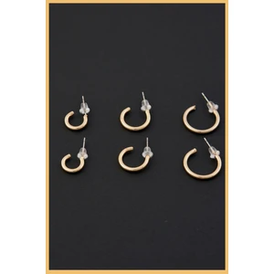 Kadın Gold 6'lı Ince Halka Küpe Seti