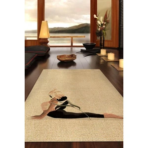 Pilates Bej Renkli Yoga Sever Halısı Hediyelik Yıkanabilir Düz Renk Halı Meditasyon Halısı