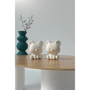 Cage Art Studio Dekoratif Minik Ayıcık Mum Kokulu Vegan Soya Wax Mumu 2'li