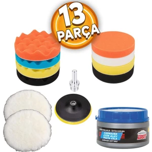 Oto Araç Araba Pasta Cila Çizik Giderici Yün Polisaj Süngeri Pedi 115 Mm Parlatma 13 Parça Seti