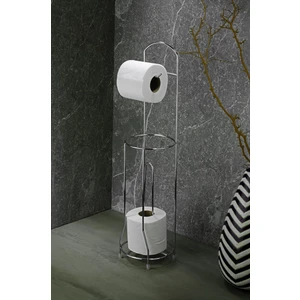 Ayaklı Wc Kağıtlı Yedek Kağıt Hazneli Tuvalet Kağıtlığı Yuvarlak Krom