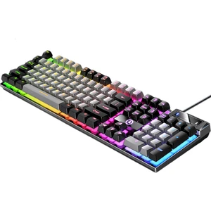 Mekanik Oyun Klavyesi Rgb Arkadan Aydınlatmalı Usb Type-C 104 Anahtarlar Windows Gri Siyah Için Rahat (Yurt Dışından)