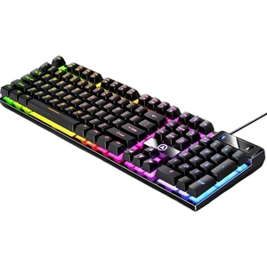 Mekanik Oyun Klavyesi Rgb Arkadan Aydınlatmalı Usb Type-C 104 Anahtarlar Windows Siyah Için Rahat (Yurt Dışından)