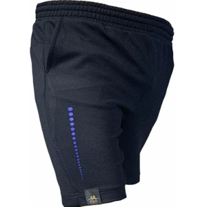 Erkek Siyah Saks Damla Baskılı Hafif Telefon Cepli Günlük Spor Fitness Koşu Şortu