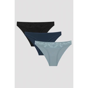 Mavi Haze Dantel Detaylı 3lü Slip Külot