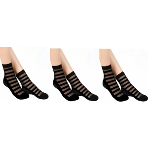 Beşiroğlu Since 1980 3 Çift Tül Transparan Kadın Patik Çorap Puantiyeli Çizgili