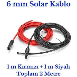 6 mm Mc4 Soketli 2 Metre (1m+1m) Güneş Paneli Solar Kablo