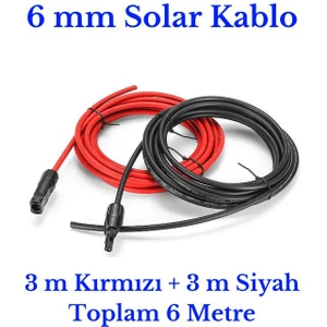 6 mm Mc4 Soketli 6 Metre (3m+3m) Güneş Paneli Solar Kablo