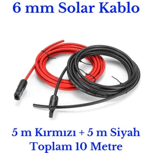 6 mm Mc4 Soketli 10 Metre (5m+5m) Güneş Paneli Solar Kablo