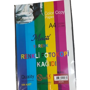 A4 Renkli Fotokopi Kağıdı 80 gr 10 Renk 100'lü