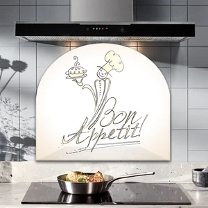 Cam Ocak Arkası Koruyucu | Oval Şekilli | Bon Appetit - Şef | 52CM x 60CM