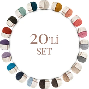 Premium 20 Adet 50GR (1000 gr )Baby Cotton Amigurumi ve Punch Ipi 20'li SET23