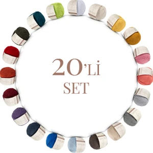 Premium 20 Adet 50GR Baby Cotton Amigurumi ve Punch Ipi SET20