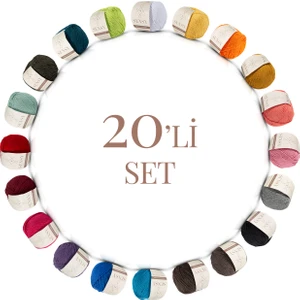 Premium 20 Adet 50 gr Baby Cotton Amigurumi ve Punch (Panç) Ipi SET22