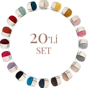 Premium 20 Adet 50GR Baby Soft Cotton Amigurumi ve Punch Ipi SET21