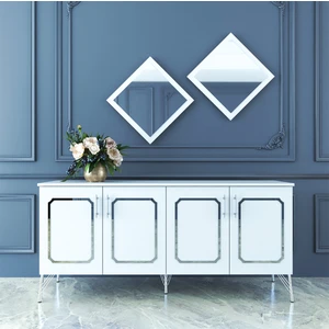 ESMOPA MOBİLYA Elite 180 MDF Konsol – Beyaz, Gümüş ve Gold Renkli, Şık ve Fonksiyonel, 75x172x45 cm Modern Tasarım