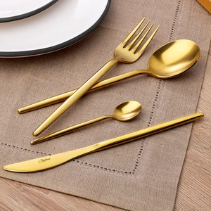 Amore Titanyum Mat Gold 7 Parça Tek Kişilik Çatal Kaşık Bıçak Seti