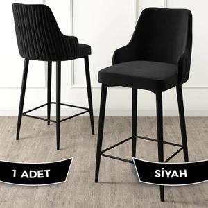 Concept Enox Serisi  Mutfak Bar Sandalyesi   Babyface Kumaş  Siyah Metal Ayak