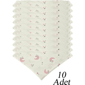 Ayd Home %100 Organik Pamuk Müslin Kumaşlı Çıtçıtlı Bebek Salya Önlüğü Fular 10 Adet