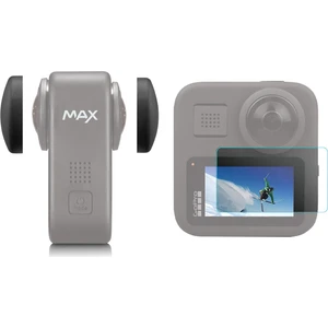 Gopro Max 360 Action Uyumlu Temperli Cam Ekran Koruyucu ve Lens Koruma Kapağı Seti