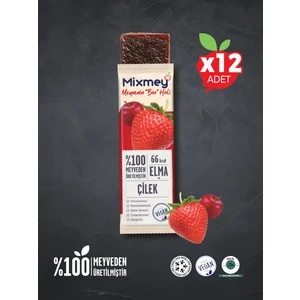 Çilek Meyve Bar 12 Adet | Doğal Ve Glutensiz Sağlıklı Atıştırmalık Çilek Lezzetleri - 20gr X 12 Adet