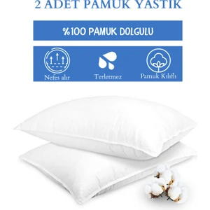 Elyaf Sepeti 2 Adet Pamuk Yastık  %100 Pamuk Dolgulu 50X70 cm Beyaz