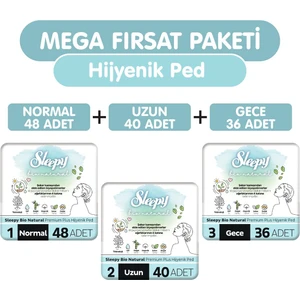 Bio Natural Premium Plus Hijyenik Ped 124 Adet Ped Mega Fırsat Paketi