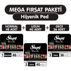 Black Premium Plus Hijyenik Ped 124 Adet Ped Mega Fırsat Paketi