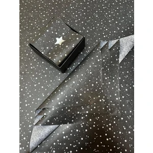 Tuğset Etiket Gümüş Yıldız Desenli Pelur Kağıdı - Siyah 50 x 70 cm 10'lu