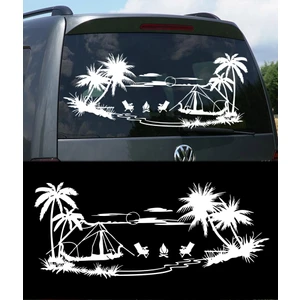 Melek Pazarı Palmiye Gün Batımı Manzara Karavan Kamp Çadır STICKER-S1739