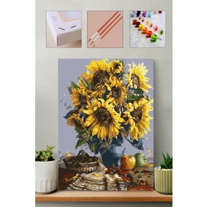 Sayılarla Boyama Seti Vazodaki Ayçiçekleri 40X50 cm