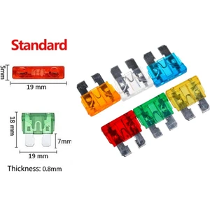 Standart Bıçak Sigorta 25 Adet Karışık 4A 5A 7,5A 10A 15A 20A 25A 30A 40A Uyumlu