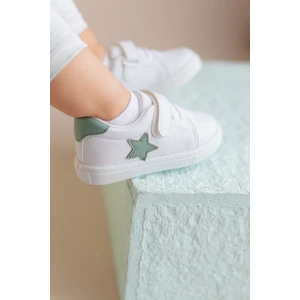 Mint Yeşili Yıldızlı Cırt Cırtlı Günlük Sneaker Spor Ayakkabı-S-1000