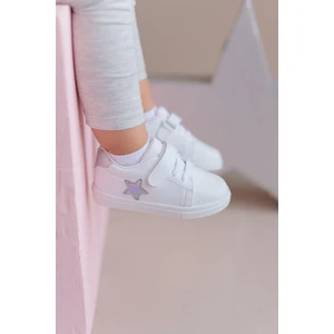 Gümüş Yıldızlı Cırt Cırtlı Kız Çocuk Günlük Sneaker Spor Ayakkabı-S-1000