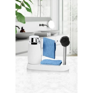 Okyanus Home Beyaz Lavabo Seti Premium Plastik Metal Malzeme Suya Dayanıklı Şık Tasarım