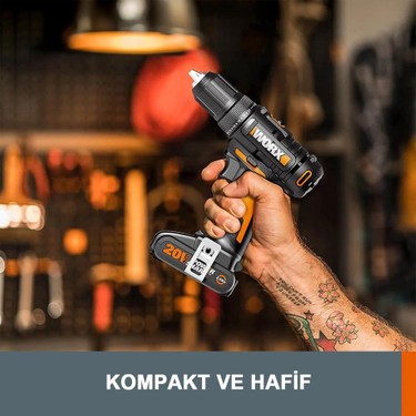 Worx WX108 20V/2.0AH. Li-Ion Çift Akülü Profesyonel Şarjlı Fiyatı
