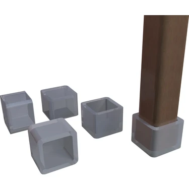 Adem Koç Plastik 25X25 mm Kare Pvc Sandalye Profil Ayak Pabucu Sessiz Yumuşak - Şeffaf (4