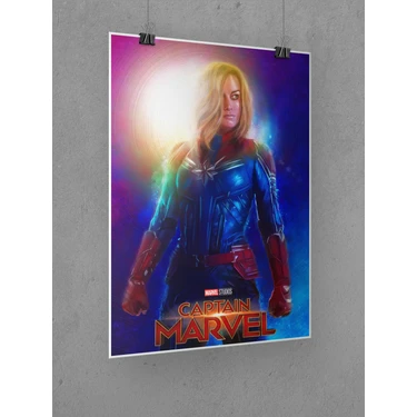 Saturndesign Captain Marvel Poster 45X60CM Afiş - Kalın Poster Kağıdı Dijital