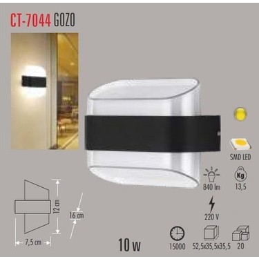 Cata 12W Gozo Led Aplik Gün Işığı CT-7044