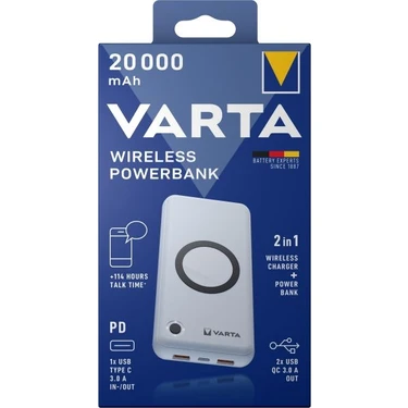 Varta Kablosuz Wireless Power Bank 20.000